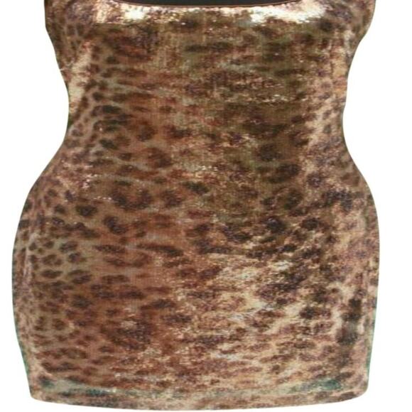 Cache Animal Print Sequin Encrusted Open Back Event Dress Lined New $158 NWT - Picture 4 of 7